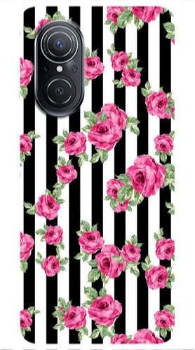 Huawei Nova 9 Se Roses Black Line Transparent Silicone TPU Case
