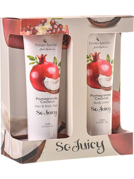 Primo Bagno So Juicy Pomegranate Coconut Комплект за грижа за кожата за Хидратация & Почистване на тялото 2бр