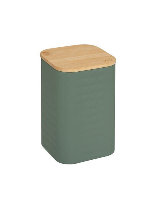 5Five Box for Coffee Sugar Tea with Lid Metallic Green 11.5x11.5x19cm 1 Piece