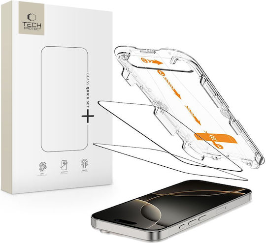 Tech-Protect Quick Set+ Gehärtetes Glas 2Stück Schwarz (iPhone 17 / 17 Pro / 16 Pro)