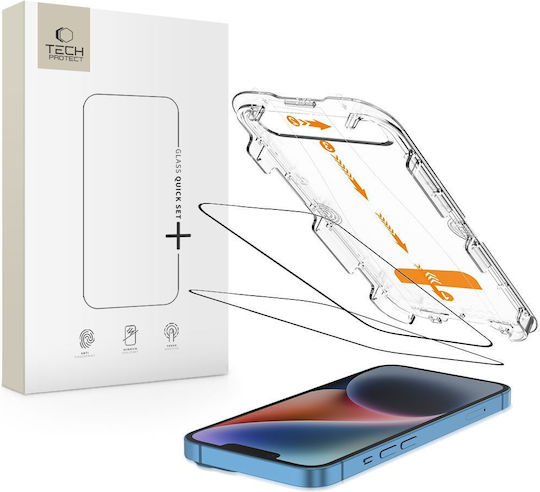 Tech-Protect Quick Set+ Tempered Glass 2τμχ Μαύρο (iPhone 17e / 16e / 14 / 13 / 13 Pro)