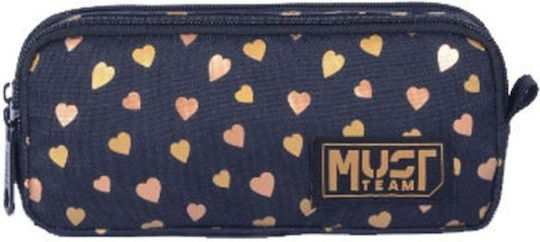 Must Team Heart Pencil Case Barrel with 2 Compartments Black