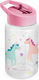 Miniland Kids Water Bottle Unicorn Plastic with Straw 450ml (Various Designs/Colours)