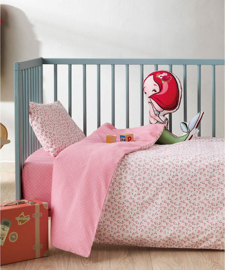 Kentia Cereza Baby Sheets Set Crib Cotton Pink 120x170cm 3pcs