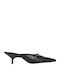 Leather Mules with Low Heel in Black Color