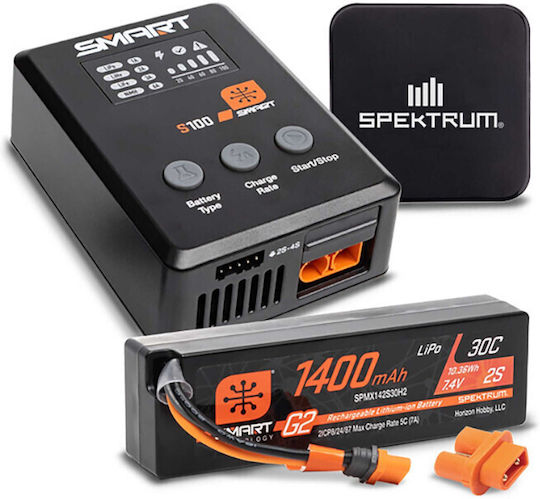 Pachet Spektrum Smart Powerstage Surface 1400mAh 2s 30c Lipo Baterie Ic2 Încărcător 100w S100 Adaptor Alimentare 65w Spektrum