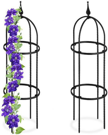 Set 2 Gartenblumenstützen Obelisk Maße 85 x 25 cm Schwarz Relaxdays