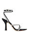 Fabric Sandals with Strass Black