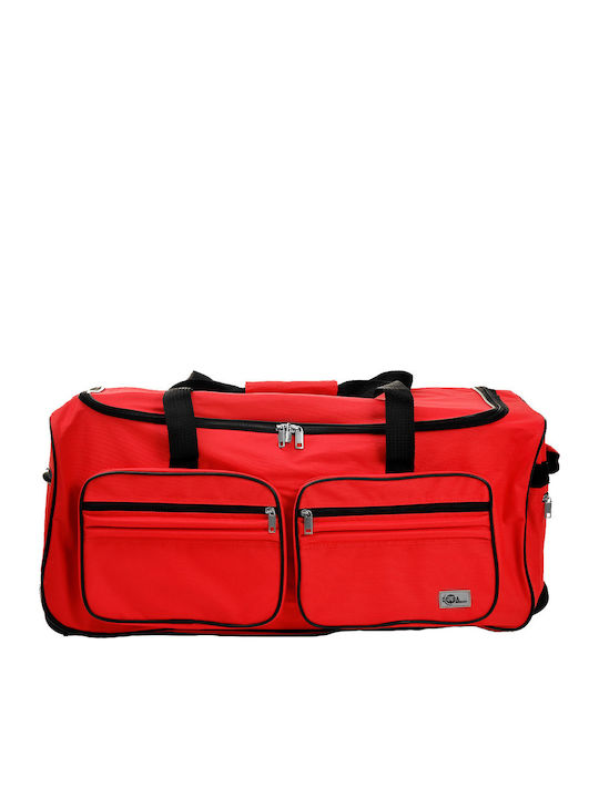 Geantă de voiaj roșie tip duffle cu troler 100 L