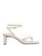 Leather Women's Flat Sandals in White Color