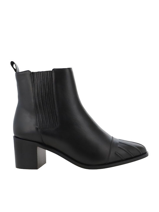 Leder Stiefeletten Damen Schwarz