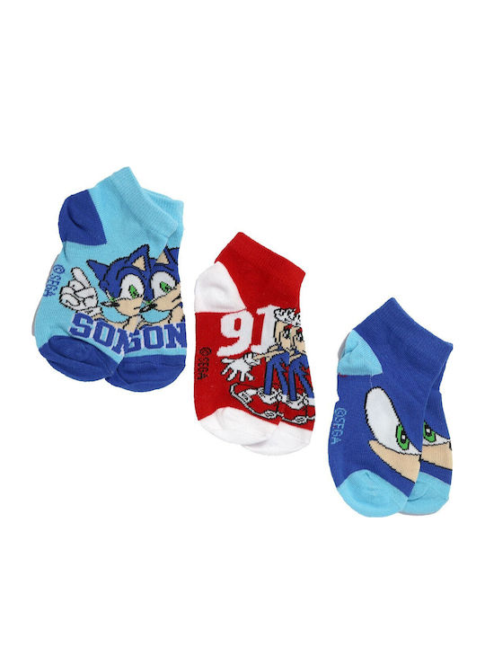 Sega Kids' Ankle Socks Sonic Blue 3 Pairs