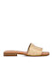 Leder Flache Sandalen für Damen in Beige Farbe