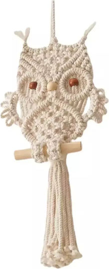 SP Souliotis Hanging Wall Decor Owl Ecru Fabric 60cm