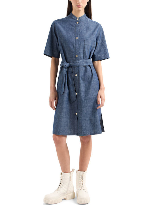 Armani Exchange Rochie Din Denim All Day Albastră