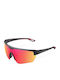 Meller Lila Unisex Sunglasses With Black Horn-Rimmed Frame And Red Polarized Mirror Lens