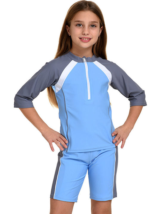 MiandMi Costum de baie pentru copii Set Grey – Light Blue