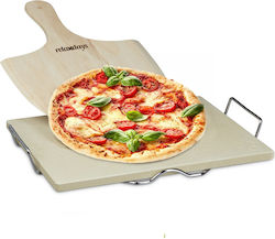Set Piatră de Copt pentru Pizza Relaxdays Set Cu Lopată Din Lemn și Bază Metalică 38 X 30 X 1.5 Cm Bej 10020488 Set Piatră de Copt pentru Pizza Relaxdays Set Cu Lopată Din Lemn și Bază Metalică 38 X 30 X 1.5 Cm Bej 10020488