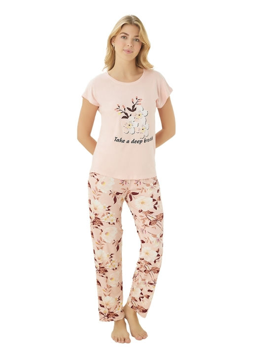 Modalove Sommer Damen Pyjama-Set Pink