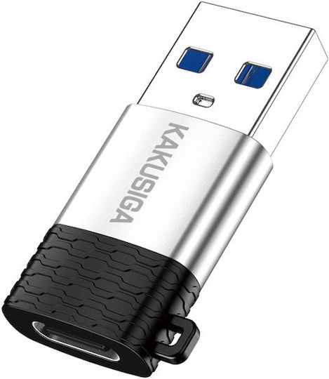 Kakusiga Μετατροπέας USB-A male σε USB-C female Γκρι 1τμχ KSC-1421