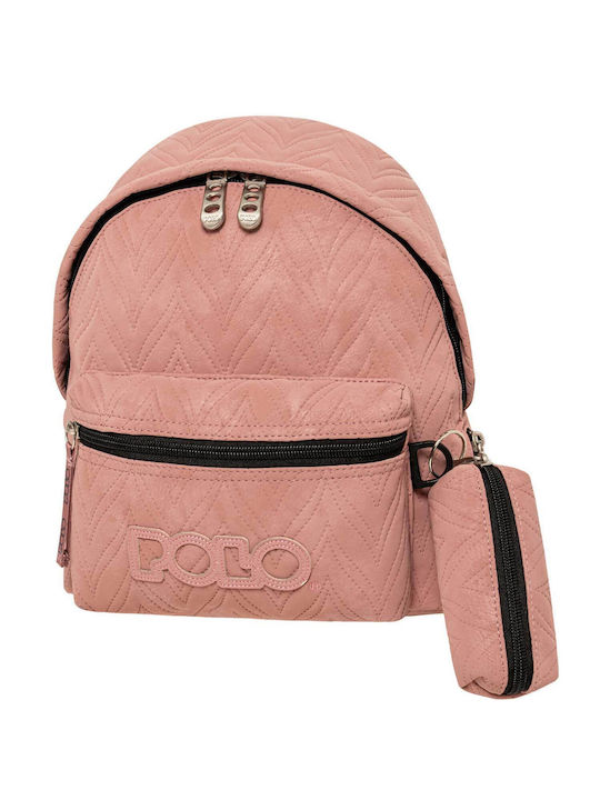 Polo Mini Leaves Σχολική Τσάντα Πλάτης Νηπιαγωγείου Ροζ 8lt 2025