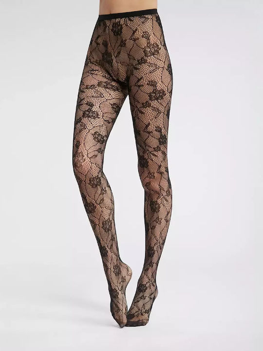 Women's Pantyhose Net Black Floral