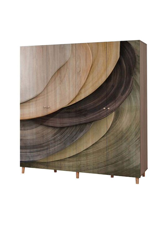 Loni Τετράφυλλη Ντουλάπα Multi 180x52x192cm