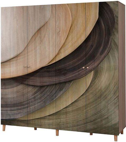 Loni Τετράφυλλη Ντουλάπα 180x52x192cm Multi