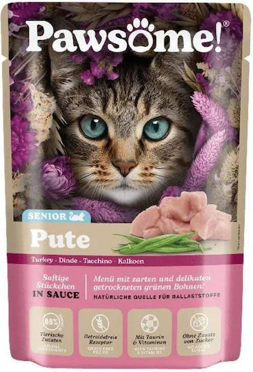 Pawsome Υγρή Τροφή για Ηλικιωμένες Γάτες με Γαλοπούλα 85gr