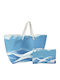 Estia Tranquil Tides Fabric Beach Bag with Toiletry Bag Blue
