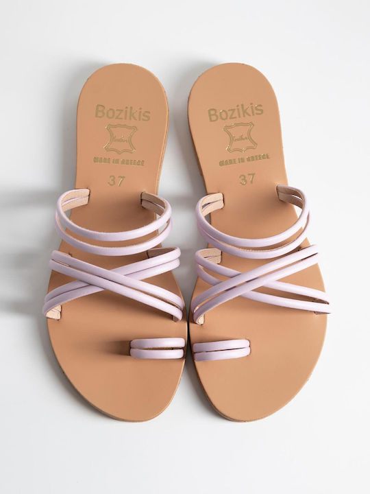 Leder Flache Sandalen für Damen Lilac