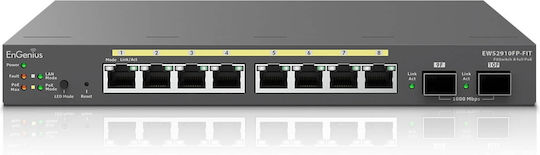 EnGenius EWS2910FP-FIT Managed L2 PoE++ Switch με 8 Θύρες Gigabit (1Gbps) Ethernet και 2 SFP Θύρες