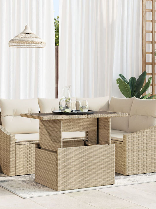 Garten- und Outdoor-Möbelsets Typsatz Wohnzimmer 5 Stück Beige mit Kissen