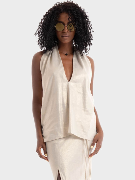 Black & Black Women's Summer Blouse Linen Black...