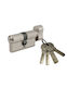 SP Souliotis Security Lock Cylinder Tiger 6 Dynamic 70mm (40-30) With Knob And 5 Silver Keys