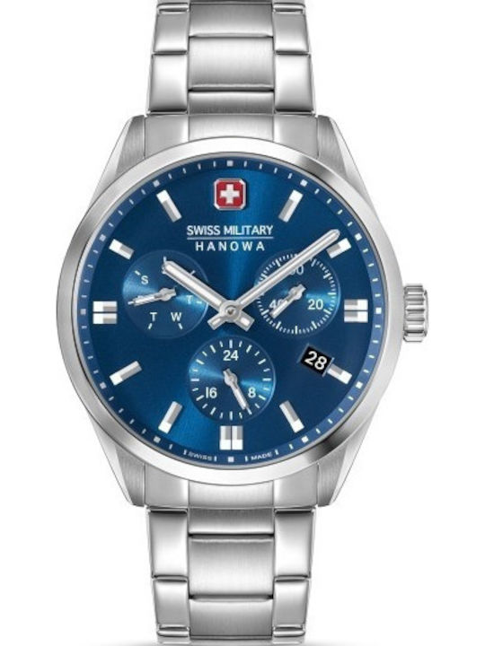 Swiss Military Hanowa Roadrunner Herrenuhr mit Batterie aus Silber rostfreiem Stahl mit Armband