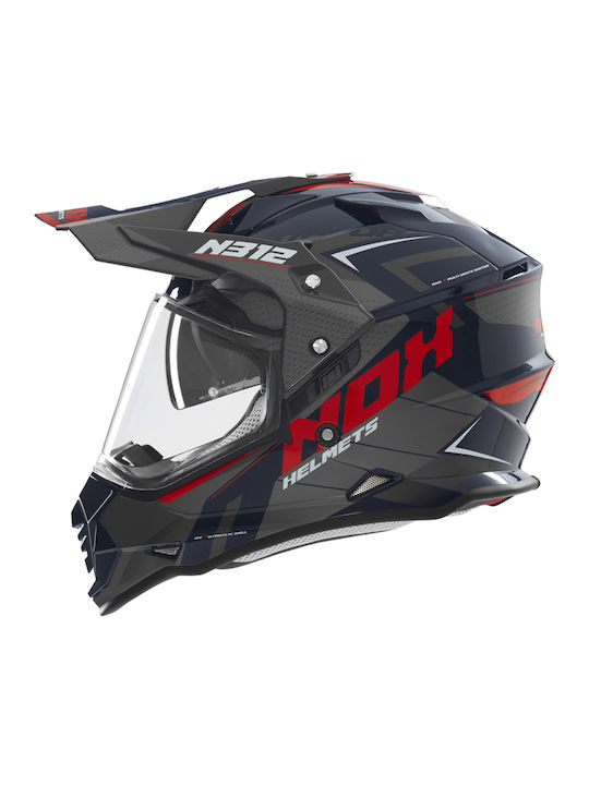 Nox N312 Vapor Blue - Rouge Motorcycle Helmet On-Off ECE 22.06 1600gr with Sunvisor