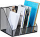 Office Organizer 4 Compartments Steel Black 26 X 31 X 26 Cm