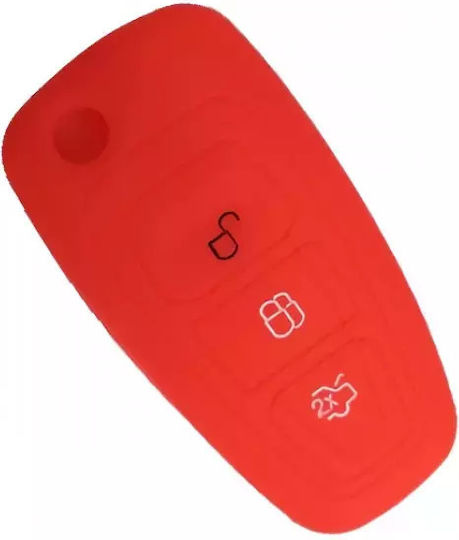 Silicone Case for Foldable Type Ford 3 Buttons Red