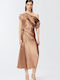 Midi Dress for Wedding - Christening Light Brown