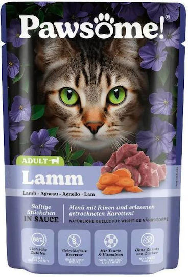 Pawsome Υγρή Τροφή για Ενήλικες Γάτες με Αρνί 85gr