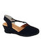 Women's Leather Platform Espadrilles Black