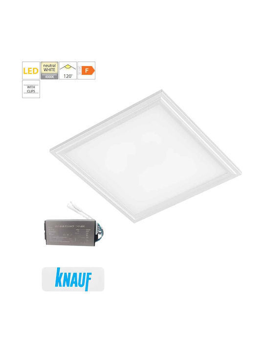 Elmark Square Recessed LED Panel 40W with Natural White Light 4000K 59.5x59.5cm