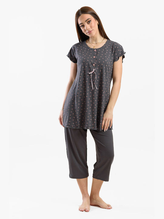 Cherry Sommer Damen Pyjama-Set Anthracite