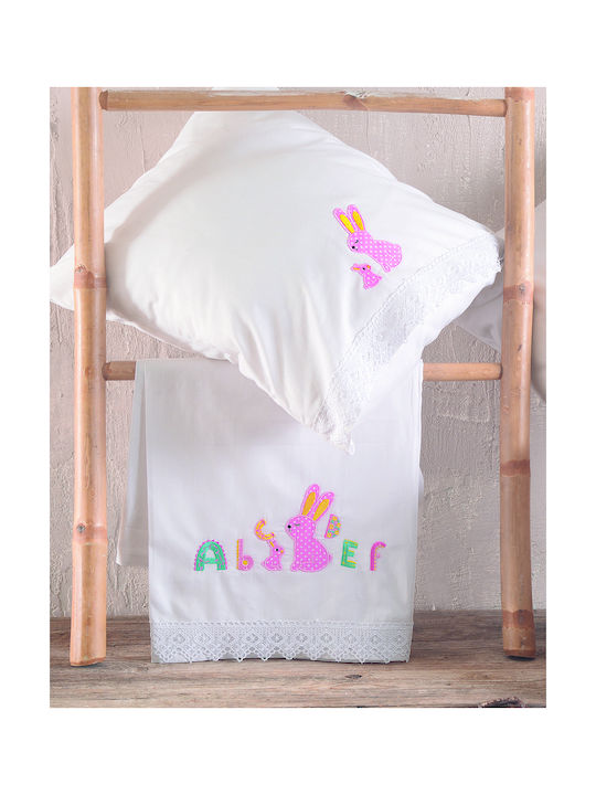 Rythmos Miffy Baby Sheets Set Crib Cotton Pink 100x160cm 3pcs