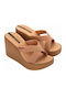 Colore Fem Flip Flops with Platform in Beige Colour