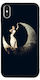 Apple iPhone Xs Frau im Mond Schwarze Glänzende Hülle