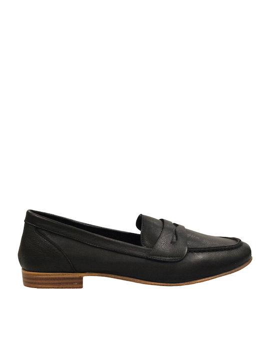 Leather Women's Loafers in Black Color