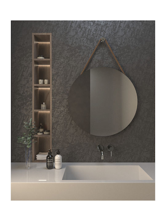 Circle Rope Στρογγυλός Καθρέπτης Μπάνιου 55x55cm Μαύρος