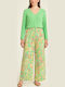 Women's Fabric Trousers with Elastic Flare Green